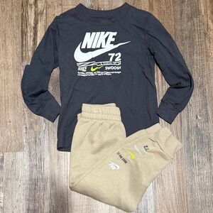 Nike Black Graphic Tee and Beige Joggers Set